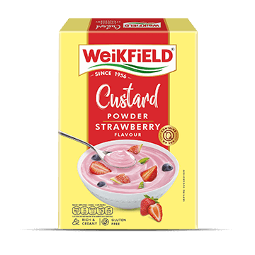 Weikfield Custard Powder - Strawberry Flavour, Makes Smooth & Creamy Custard, Contains Quality Ingredients, 75g