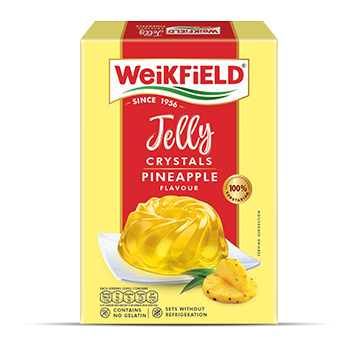 Weikfield Jelly Crystals - Delicious Pineapple Flavour, 100% Vegetarian, No Gelatin, Sets Without Refrigeration, 90 g